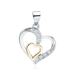 Pandantiv argint cu pietre si inima placata cu aur galben DiAmanti Z0835CGR_W-DIA (Argint 925‰ 1,2 g.)